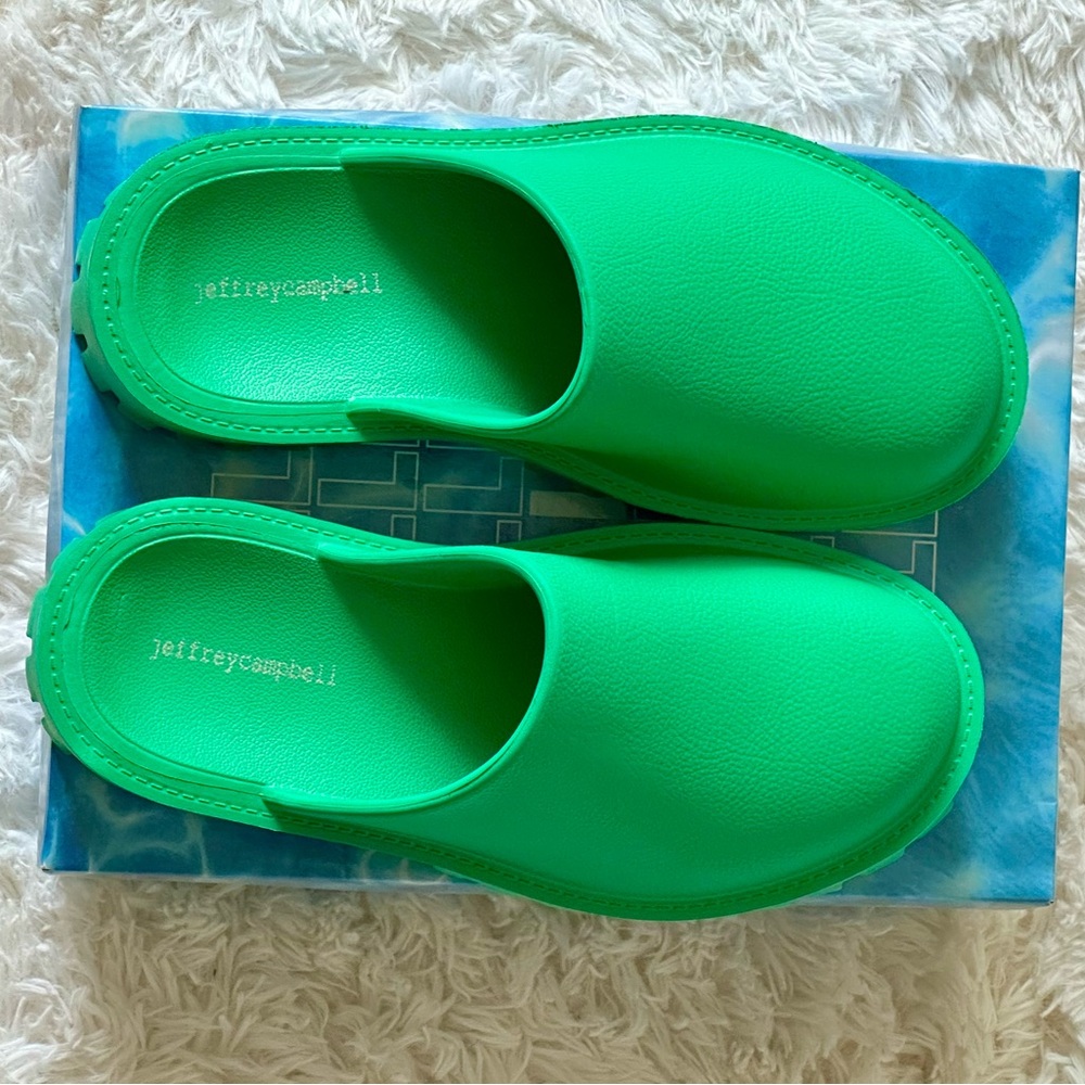 Jeffrey Campbell Neon Green Slippers- never worn